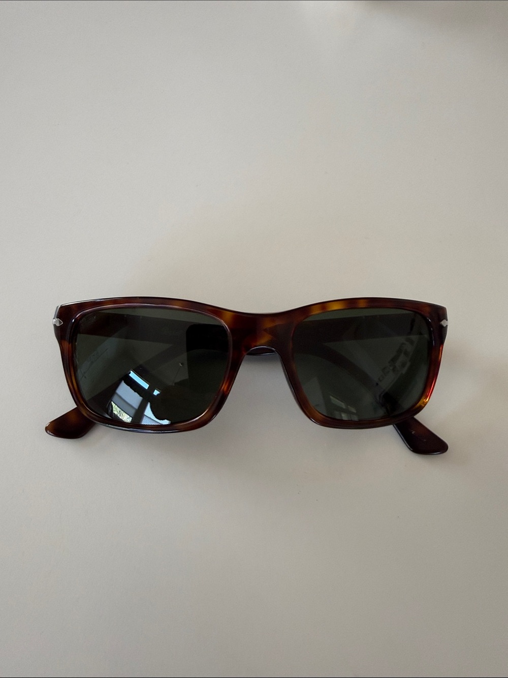 Persol 3048s 55 mm  Tortoiseshell Square Sunglasses with Dark Lenses